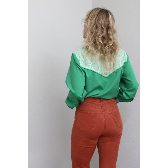 1970's Vintage Western Floral Yoke Pearl Snap Shirt ~ Women's MD LG ~ Men's SM - Picture 5 of 8